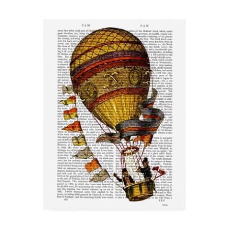 Fab Funky 'Hot Air Balloon Gold With Flags' Canvas Art,18x24